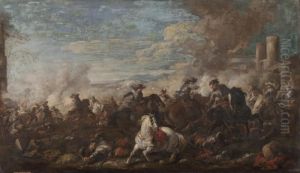 Scontro Tra Cavalieri In Una Pianura