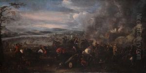 Scena Di Battaglia Sullo Sfondo Di Una Citta