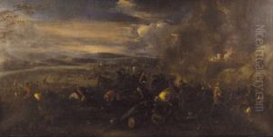 Scena Di Battaglia Sullo Sfondo Di Una Citta