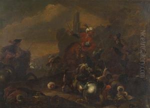 Battaglia Tra Cavalieri Nei Pressi Di Un Borgo