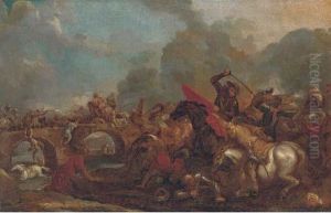 A Cavalry Skirmish Between Christians And Turks by Francesco Monti