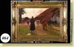 Fermiere Et Son Troupeau De Vaches by Jenny Montigny