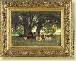 Vaches Au Pre by Jules Montigny