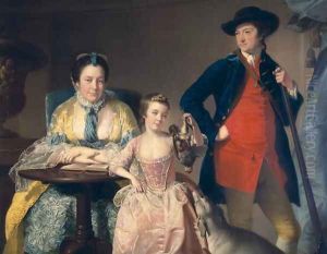 James and Mary Shuttleworth with one of their Daughters, 1764 by Josepf Wright Of Derby