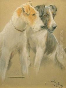 Two Fox Terriers by Fannie Moody