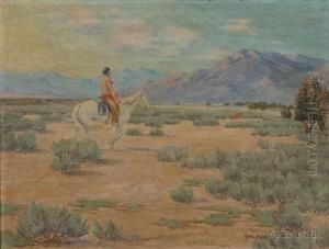 Depicting A Lone Male American Indian Rider Wearing Leggings by Carl Moon