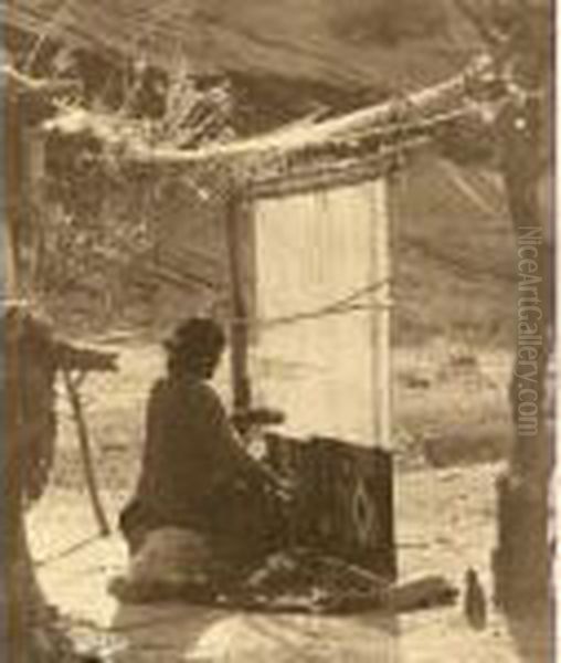 Navajo Weaver, Canyon De Chelley - view 1