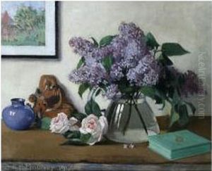 Still Life With Lilacs In A Glass Vase by Edward Hartley Mooney