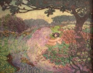 Mystical Landscape With Fairy by Robert James Enraght Moony