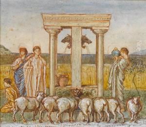 Study For 'pastoral Scene Of Shepherds Andmaidens At A Well'