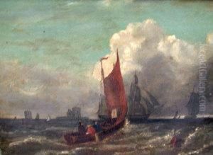 19th Century- Shipping By A Fortified Island by Barlow Moore