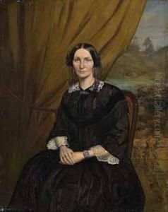 Portrat Einer Vornehmen Dame In Schwarzem Kleid. by Franz Moormans