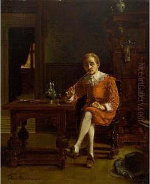 An Elegant Man Drinking And Smoking In An Interior - view 1