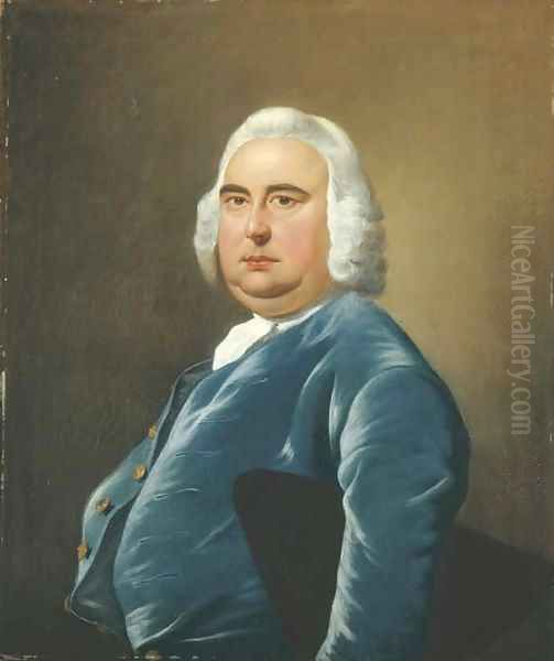 Portrait of John Heath of Derby (d.1815), half-length, in a blue coat with a tricorn hat under his left arm - view 1