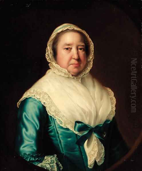 Portrait of Mrs. Fowler, half-length, in a blue dress, with a white shawl and bonnet, feigned oval - view 1