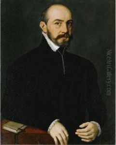 Portrait Of A Gentleman, Half-length, Wearing A Black Suit by Giacomo Antonio Moro