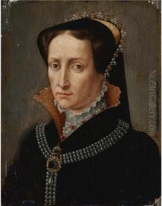 Portrait Of Mary I Of England by Giacomo Antonio Moro