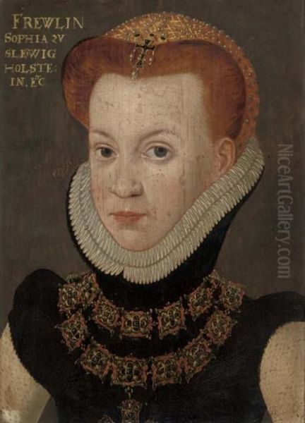 Portrait Of Sophia Of Sleswig-holstein, Bust-length, In A Pearl Headress - view 1
