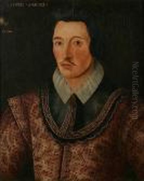 Portrait Of A Gentleman, Head
And Shoulders, Believed To Be Sir Henry Lovett, Wearing Embroidered
Costume With High Collar - view 1