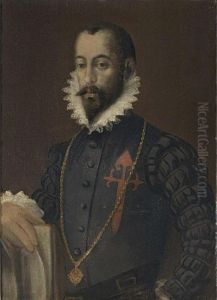 A Portrait Of A Gentleman, Half Length, Wearing A Black Costume With White Collar