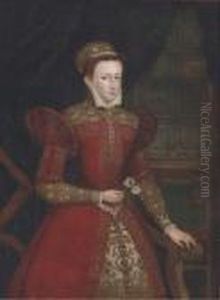 Portrait Of A Lady, 
Traditionally Said To Be Mary Queen Of Scots,three-quarter Length, In An
 Interior