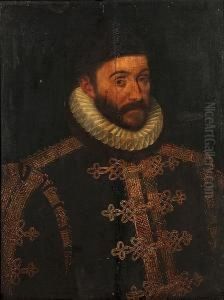 Portrait Of A Gentleman, Bust-length, In A Black Embroidered Coat With A White Ruff