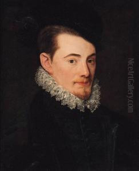 Portrait Of A Gentleman, Bust-length, In A Black Coat And Blackfeathered Hat - view 1