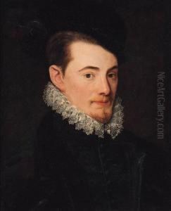 Portrait Of A Gentleman, Bust-length, In A Black Coat And Blackfeathered Hat