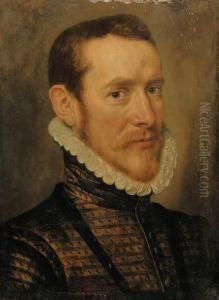 Portrait Of A Gentleman, Bust-length, In A Dark Slashed Doublet Andruff