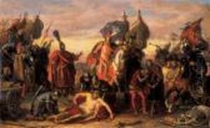 Laszlo Kun And Habsburg Rudolphe After The Battle In Morvamezo by Than Mor