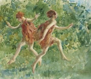 Girls Dancing In A Landscape by Francis Luis Mora