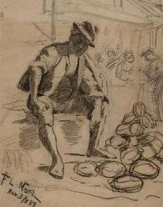 Seated Man At A Market