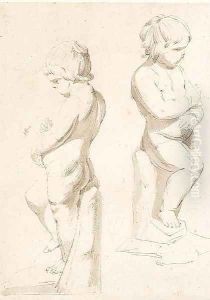 Two studies of a sculpture of a putto