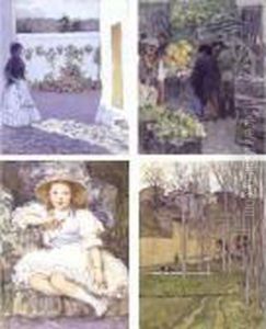 Two Sketchbooks With Original
Leatherbound Covers Depicting Various Views Including Scenes From The
Artist's Travels In Spain, The First: 9 Watercolors Unbound And Framed;
The Second: 3 Watercolors And 25 Pencil Drawings by Francis Luis Mora