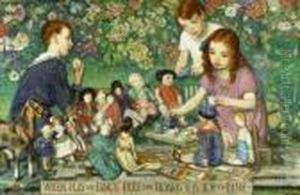 When Play And Fancy Rule The Board 'tis Joy To Dine by Francis Luis Mora