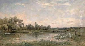 Along the River, 1874 by Charles-Francois Daubigny
