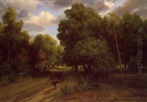 The Crossroads at the Eagle's Nest, Forest of Fontainebleau by Charles-Francois Daubigny