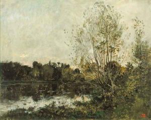 A Lake in the Woods at Dusk, c.1865 by Charles-Francois Daubigny