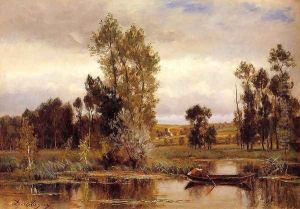Boat on a Pond by Charles-Francois Daubigny
