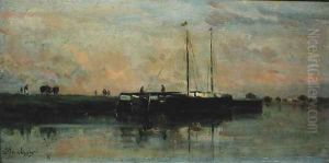 Barges at Bezons by Charles-Francois Daubigny