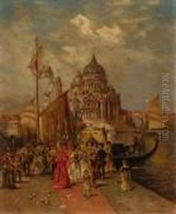 Venetian Harbor Scene by Edward Percy Moran