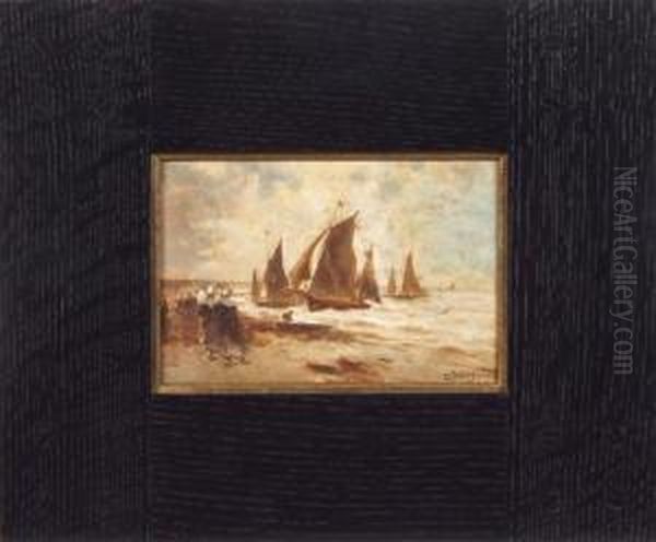 Fishing Boats And Figures On Shore - view 1