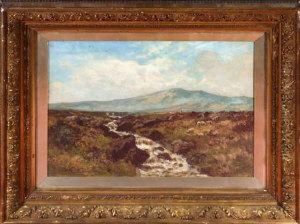 A Moorland River With Sheep Grazing Nearby by Edward Percy Moran