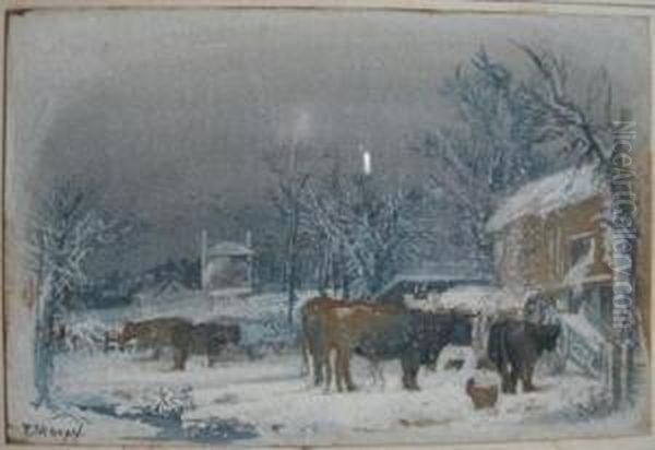 Cattle In Wintry Farmyard - view 1