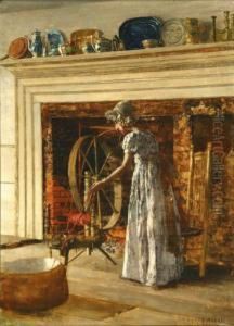 The Old Spinning Wheel by Edward Percy Moran
