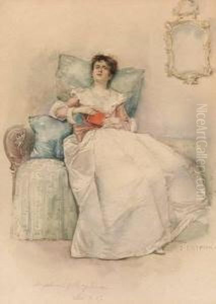 Lady In Gown Reflecting Upon Poetry - view 1