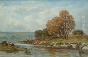 A River Landscape, Thought To Be
 The 'river Bollin Cheshire'; And A Landscape With Sheep On A Track, 
Thought To Be 'delaware Common'