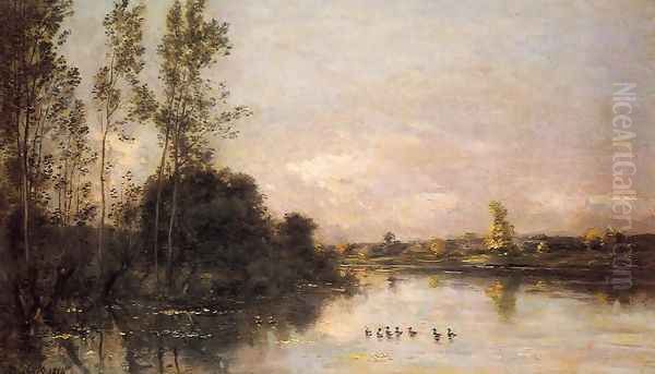 Ducklings in a River Landscape - view 1