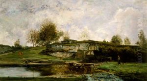 Sluice in the Optevoz Valley by Charles-Francois Daubigny