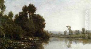 The Banks of the River I by Charles-Francois Daubigny